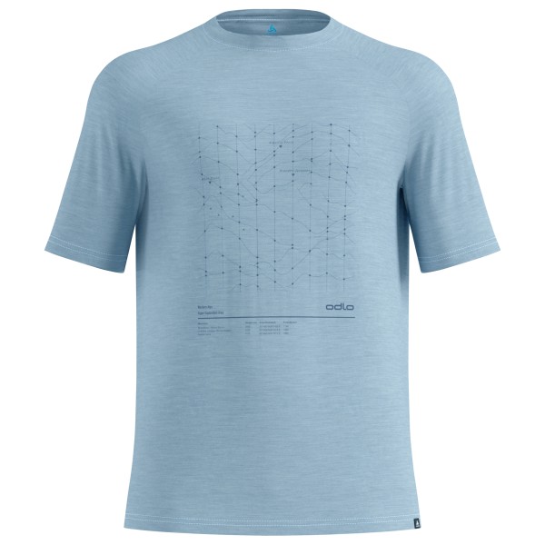 Odlo Merino Tencel Hyper Map T-Shirt Crew Neck S/S Merinoshirt Herren (Gr M |blau)