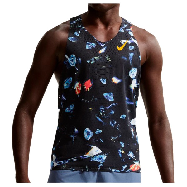 Nike Dri-Fit ADV Aeroswift Singlet AOP Laufshirt Herren (Gr L |schwarz)
