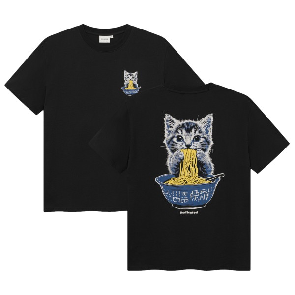 DEDICATED T-Shirt Stockholm Cat And Noodles T-shirt Zwart