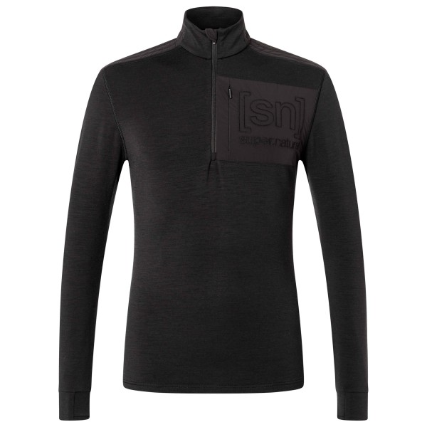 super.natural Shoulder Guard 1/4 Zip Merinolongsleeve Zwart