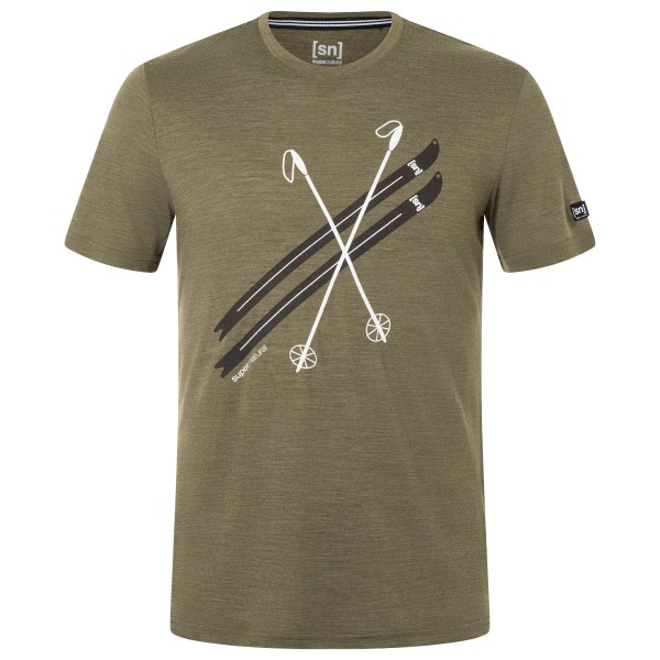 super.natural Kryssede Ski Tee Merinoshirt Olijfgroen