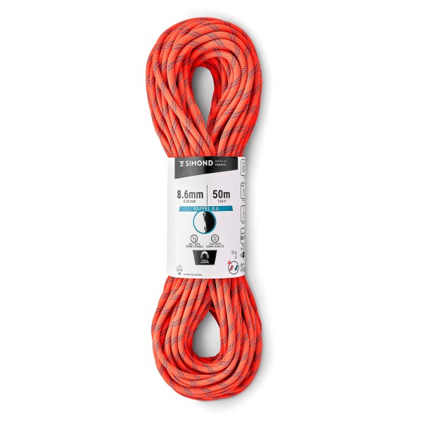 SIMOND – Rappel Rope 8.6 – Halftouw maat , Rood