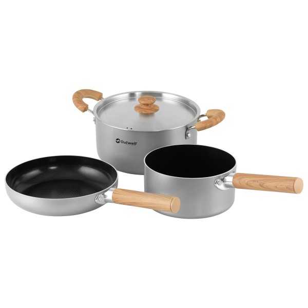 Outwell – Feast keramisches Topfset M – Pan maat Pfanne Ø 14,5 cm / Topf Ø 14 &, Grijs