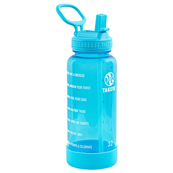Image of Takeya - Tritan Motivational Straw Bottle 950 ml - Trinkflasche Gr 950 ml türkis/blau