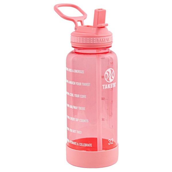 Image of Takeya - Tritan Motivational Straw Bottle 950 ml - Trinkflasche Gr 950 ml rosa