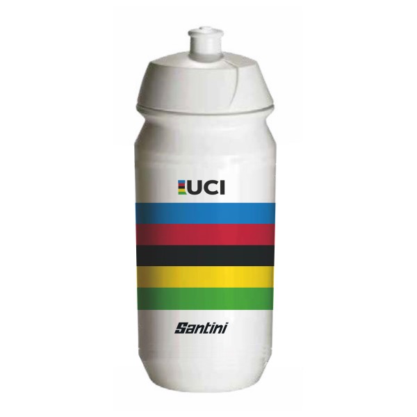 Santini UCI Water Bottle Fahrrad Trinkflasche (Gr 500 ml |weiß)
