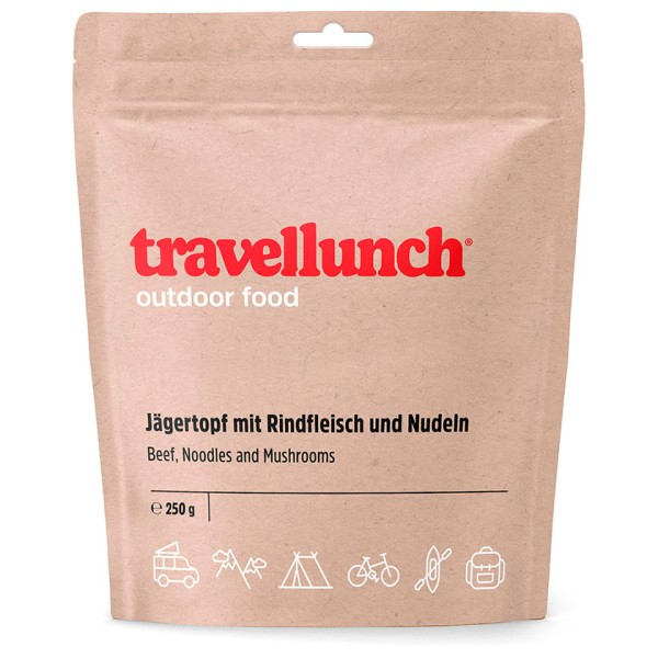Travellunch Jägertopf mit Rindfleisch und Nudeln Outdoor Lebensmittel (Gr 250 g)