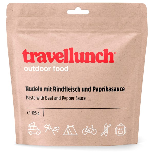 Travellunch Nudeln mit Rindfleisch und Paprikasauce Outdoor Lebensmittel (Größe 125 g)