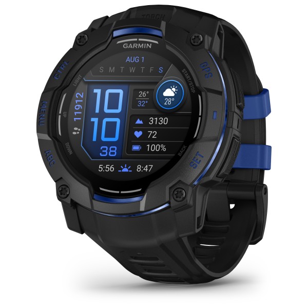 Garmin Instinct 3 Amoled 50 mm Multifunktionsuhr Wandern (schwarz/blau)