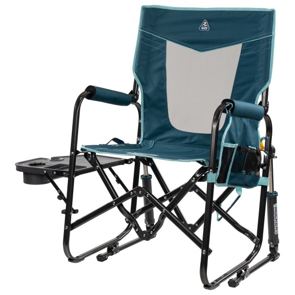 GCI Stowaway Rocker with Side Table Campingstuhl (Größe 61,5 x 61,5 x 98 cm |blau)