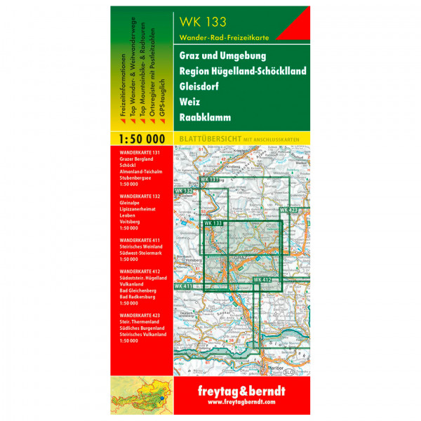 Freytag & Berndt - Graz-Hügelland-Schöckland-Gleisdorf-Weiz-Raabklamm - Wanderkarte Auflage 2021