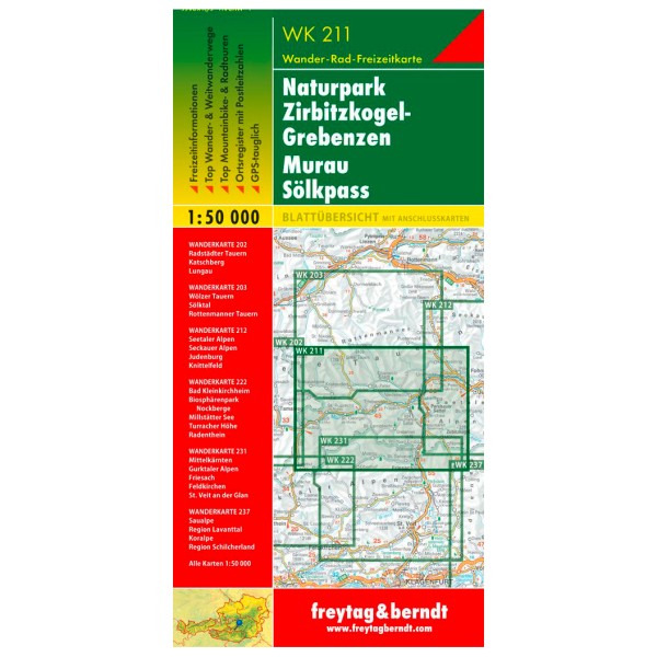 Freytag & Berndt - Naturpark Zirbitzkogel-Grebenzen-Murau-Sölkpass - Wanderkarte Auflage 2021