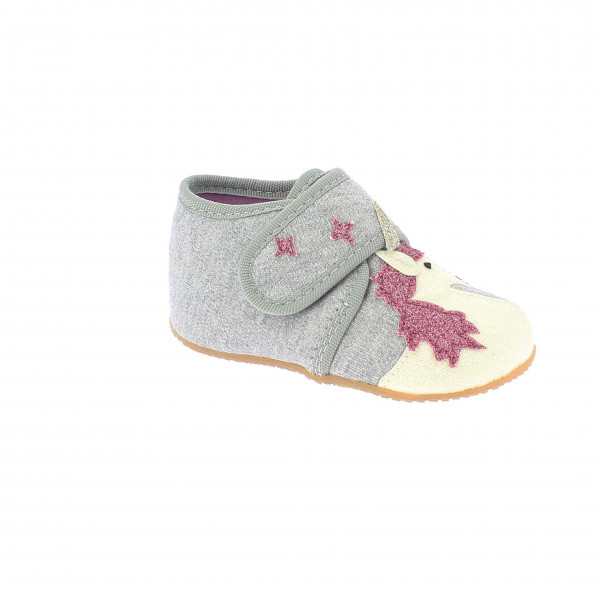 Image of Living Kitzbühel - Baby"s Klettschuh Einhorn & Regenbogen - Hüttenschuhe Gr 20 grau'