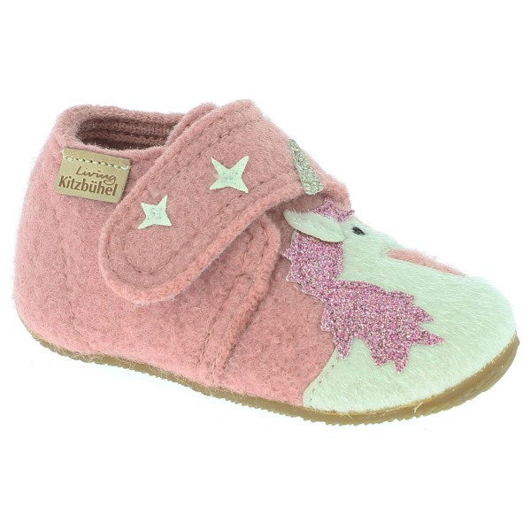 Image of Living Kitzbühel - Baby"s Klettschuh Einhorn & Stern - Hüttenschuhe Gr 18;19;20;21;22;23;24;25;26;27;28;29;30 grau;rosa'