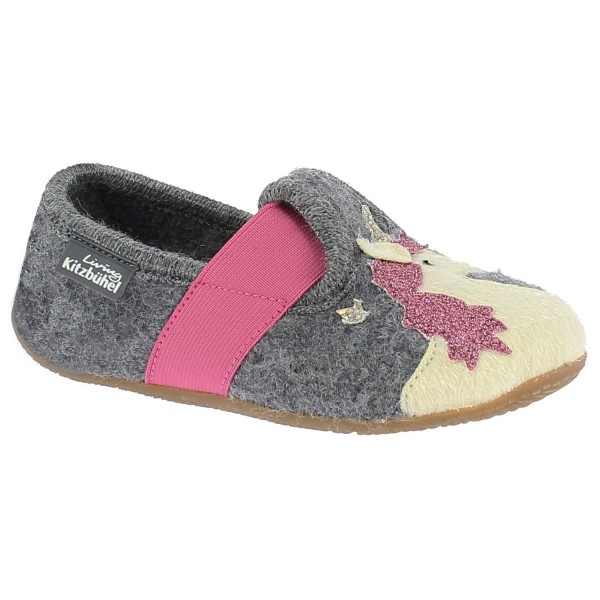 Image of Living Kitzbühel - Kid"s T-Modell Einhorn & Stern - Hüttenschuhe Gr 27 grau'