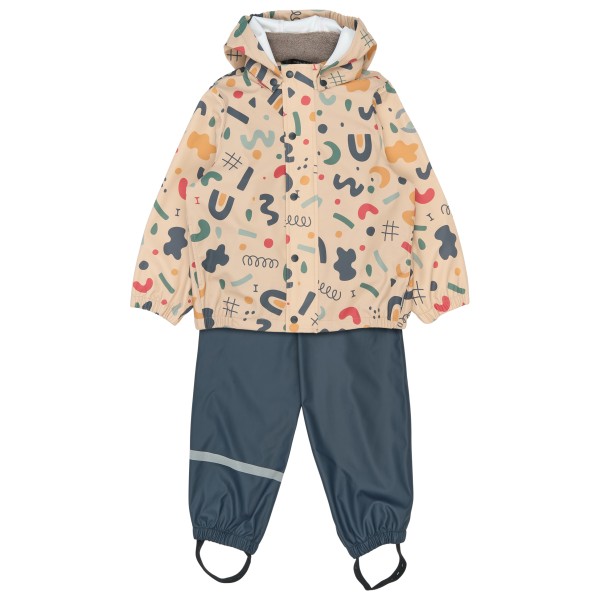 Mikk-Line PU Rain Set AOP with Suspenders 104 Overall Kinder (Größe 116 |beige |wasserdicht)