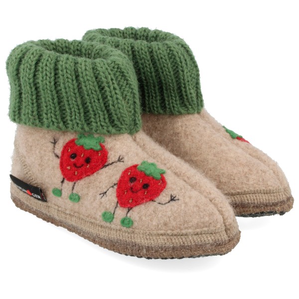 Haflinger Kid’s Hüttenschuh Erdbeere Pantoffels Beige