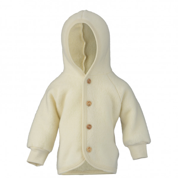 Wolljacke Engel Kinder Kapuzenjacke mit Holzknöpfen Kinder (Gr 62/68 |beige)