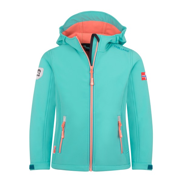 Trollkids - Girl's Trollfjord Jacket - Softshelljacke Gr 152 türkis