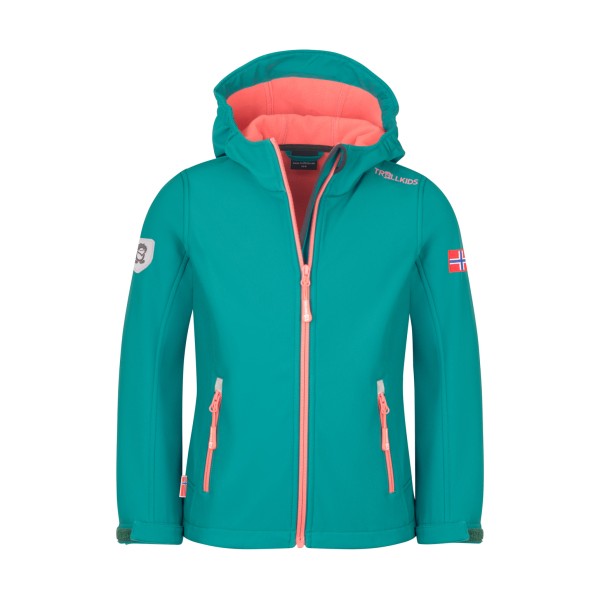 Trollkids - Girl's Trollfjord Jacket - Softshelljacke Gr 152 türkis