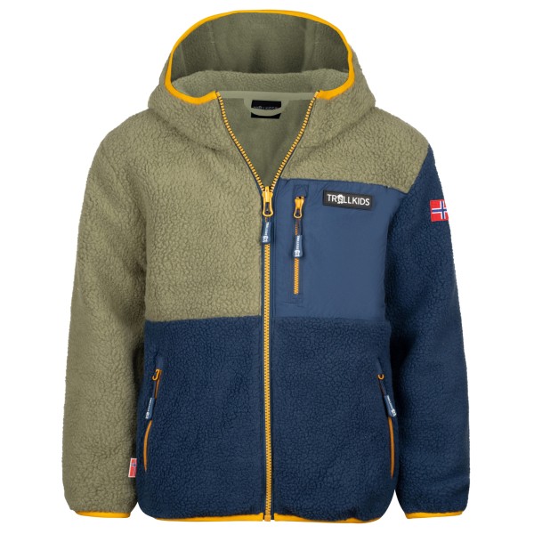 Trollkids – Kid’s Aurlandsfjord Jacket – Fleecevest maat , /olijfgroen Blauw