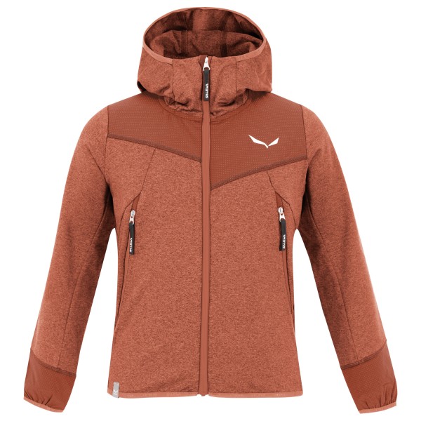 Salewa Agner Melange PolarLite Full Zip Hoody Fleecejacke Kinder Wandern (Gr 164 |rot)