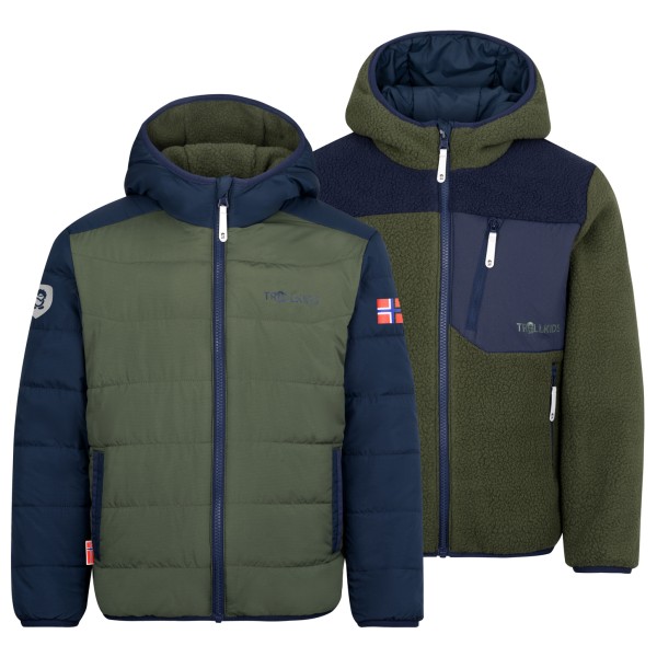 Image of Trollkids - Kid"s Sandvika Turnover Jacket - Fleecejacke Gr 104 oliv/blau'