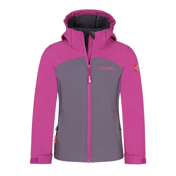 Trollkids Kristiansand Jacket XT Softshelljacke Kinder Wandern (Gr 110 |rosa |wasserdicht)