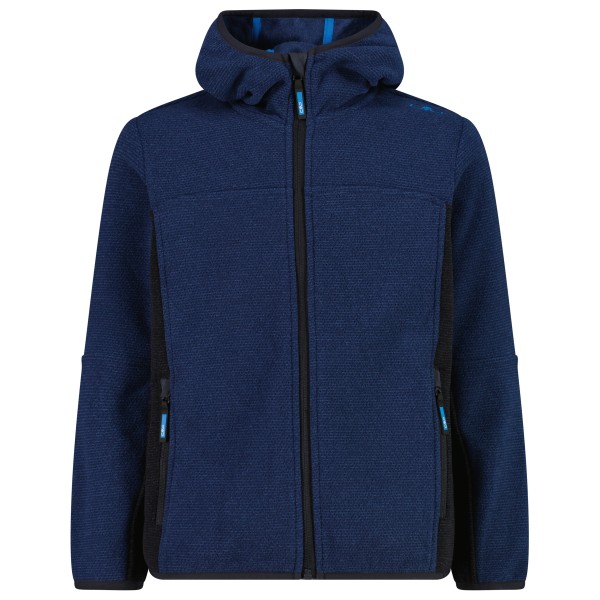 CMP Kid’s Jacket Fix Hood Jacquard Knitted Fleecevest Blauw