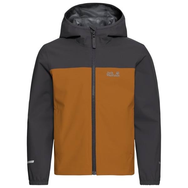 Jack Wolfskin Adventuretribe 2L Jacket Regenjacke Kinder (Gr 176 |braun/grau |wasserdicht)