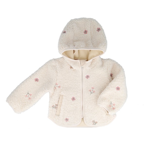 maximo Baby Girl’s Sherpa Kapuzen Jacke Blümchen Fleecevest Beige