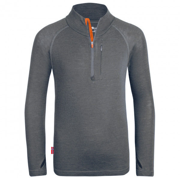 Image of Trollkids - Kid"s Lofoten Half Zip - Merinoshirt Gr 104 grau'
