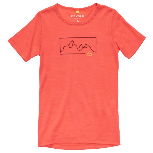 Devold Active Outline Tee Merinoshirt Kinder (Gr 128 |cayenne)