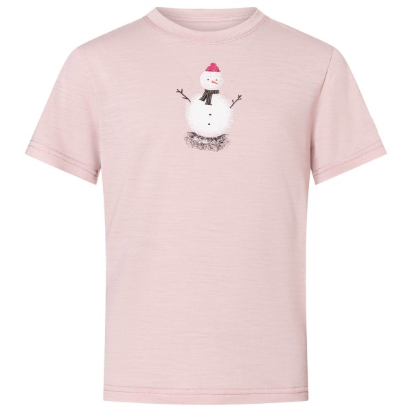 super.natural Kid’s Snowman Tee Merinoshirt Roze