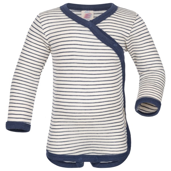 Image of Engel - Kid"s Baby-Wickelbody Langarm - Merinounterwäsche Gr 50/56;62/68;74/80 grau/weiß;rosa'