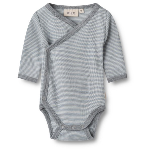 Image of WHEAT - Kid"s Langärmliger Wickelbody - Merinounterwäsche Gr 50 - 0 Months grau'