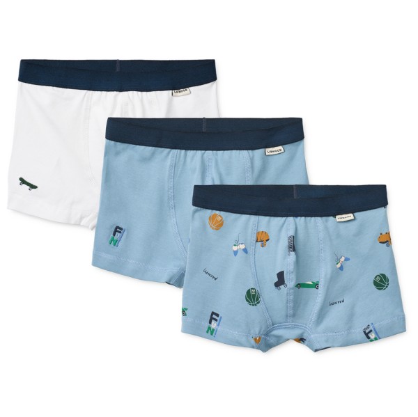 LIEWOOD Marvin Boxers 3-Pack Unterhose Kinder (Gr 122-128 |blau)