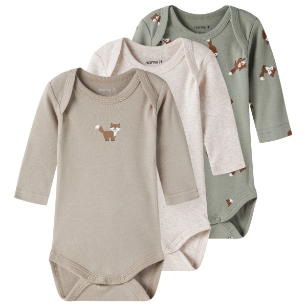 Name it Body L/S Fox 3-Pack Alltagsunterwäsche Kinder (Gr 92 |grau)