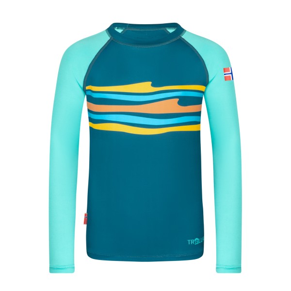Trollkids – Kid’s Haukland Shirt – Lycra maat 98, turkoois Turquoise