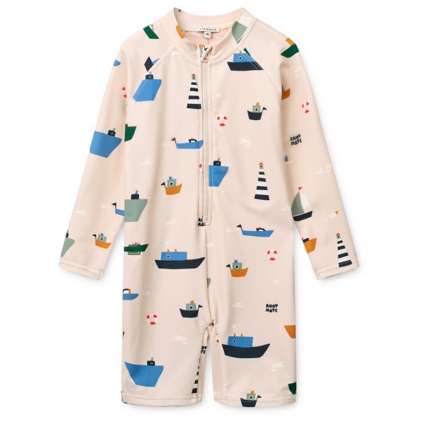 LIEWOOD – Kid’s Max Printed L/S Swim Jumpsuit – Lycra maat 80, Wit