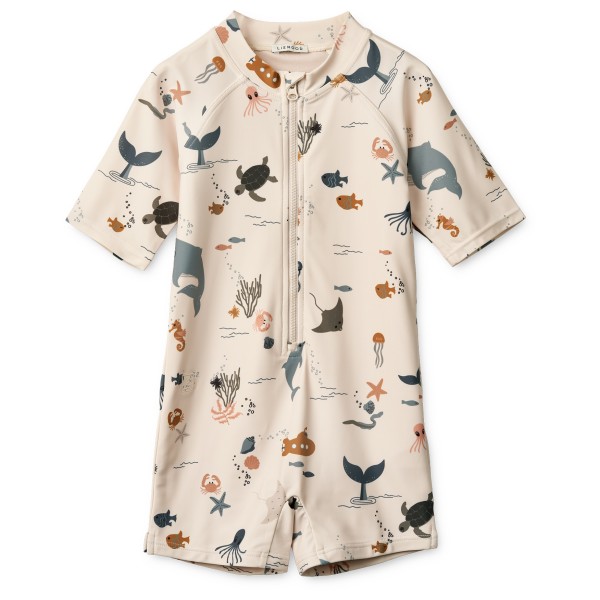 LIEWOOD – Kid’s Max Printed Shortsleeve Swim Jumpsuit – Lycra maat 92, Wit