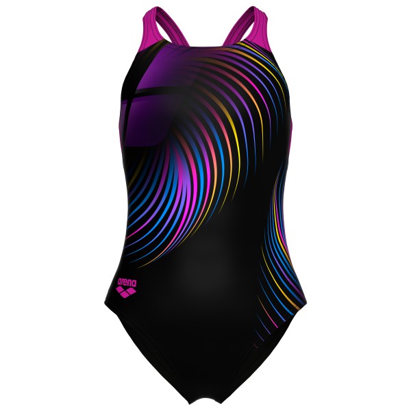 Arena Girl’s Pinwheel Swimsuit V Back Badpak Zwart