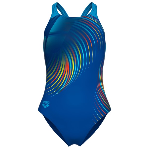 Arena Girl’s Pinwheel Swimsuit V Back Badpak Blauw