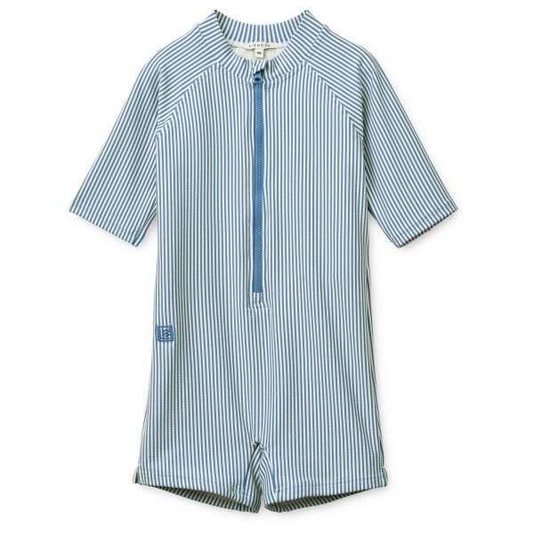 LIEWOOD – Kid’s Max Seersucker Shortsleeve Swim Jumpsuit – Badpak maat 80, Grijs