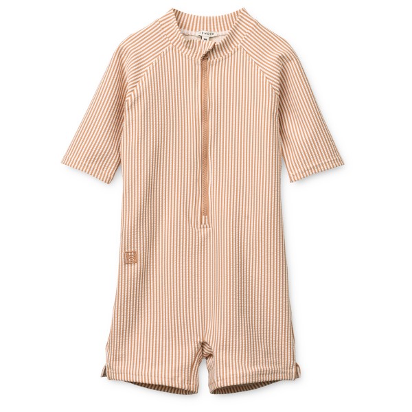 LIEWOOD – Kid’s Max Seersucker Shortsleeve Swim Jumpsuit – Badpak maat 86, Wit