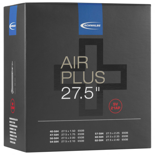 SCHWALBE  - 27,5'' Schlauch Nr. 21 AP Air Plus 40/62-584 - Chambre &agrave; air pour v&eacute;lo taille 27,5'' x 1,50-2,40'' - 40/62-584, noir 