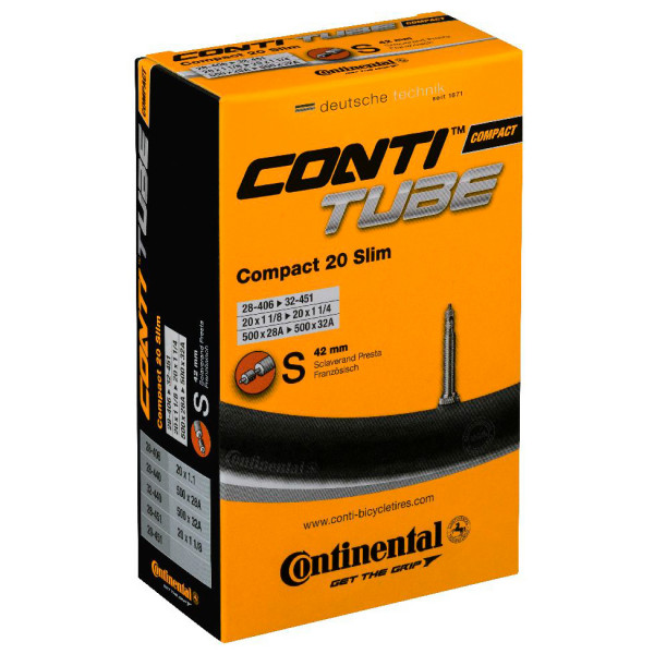 Image of Continental - Compact Tube Slim 20' RE (28-406 - 32-451) - Veloschlauch Gr 20'' x 1,125'' - 1,25'' - 28-406 - 32-451 schwarz bei Bergfreunde.ch - der Outdoor Shop