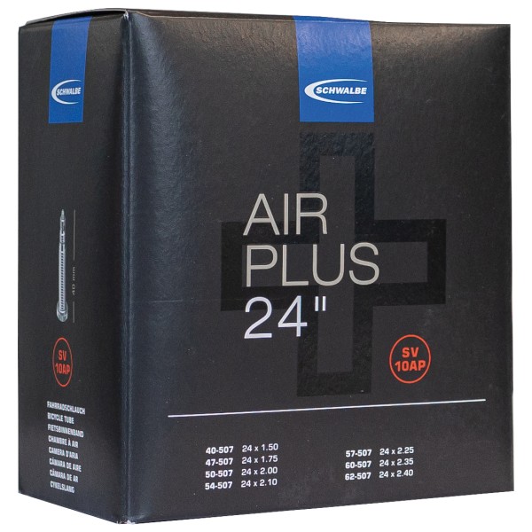 Schwalbe 24 (40/62-507) SV10AP Air Plus Fahrradschlauch (Gr 24'' - 40/62-507 |schwarz)