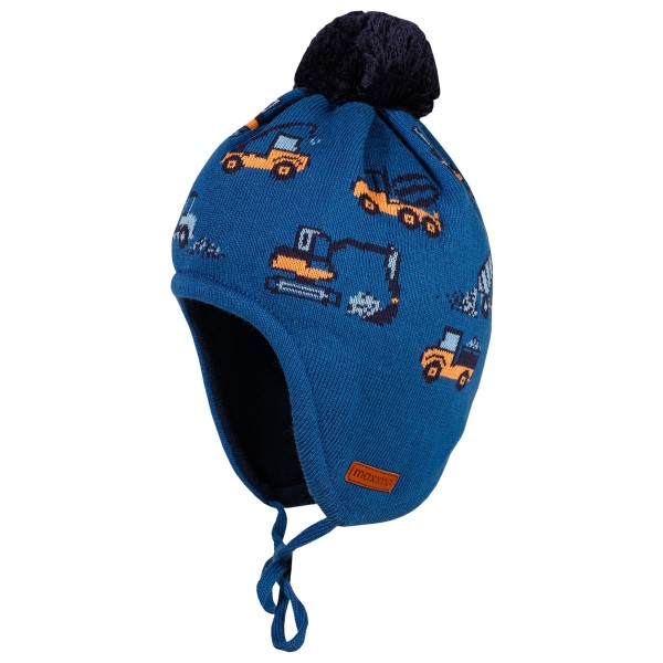 Image of maximo - Boy-Mütze Baufahrzeuge ausgenäht mit Pompon - Mütze Gr 55 cm blau