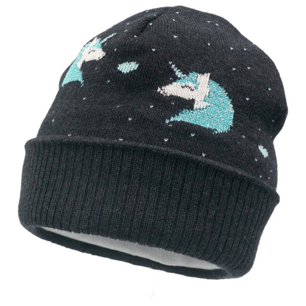 Image of maximo - Girl-Mütze Einhorn mit Umschlag und Futter - Mütze Gr 49 cm schwarz